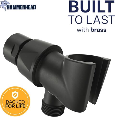 حامل رأس دش محمول من المعدن الصلب من HammerHead Showers® - أسود غير لامع - حامل عصا دش قابل للتعديل مع دعامة خطاف حائطية عالمية وكرة محورية نحاسية - حامل رأس دش محمول باليد in Kuwait