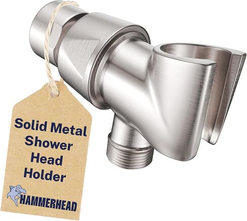 حامل رأس دش محمول من المعدن الصلب من HammerHead Showers® - أسود غير لامع - حامل عصا دش قابل للتعديل مع دعامة خطاف حائطية عالمية وكرة محورية نحاسية - حامل رأس دش محمول باليد in Kuwait