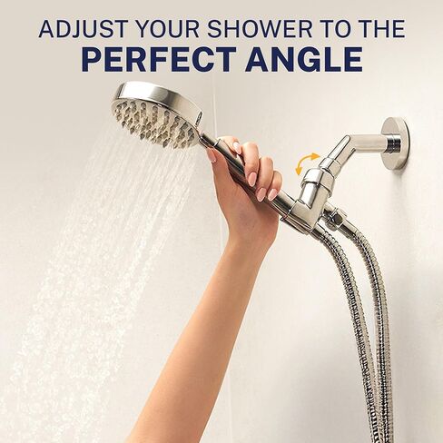 حامل رأس دش محمول من المعدن الصلب من HammerHead Showers® - أسود غير لامع - حامل عصا دش قابل للتعديل مع دعامة خطاف حائطية عالمية وكرة محورية نحاسية - حامل رأس دش محمول باليد in Kuwait