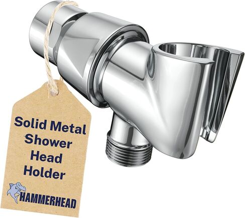 حامل رأس دش محمول من المعدن الصلب من HammerHead Showers® - أسود غير لامع - حامل عصا دش قابل للتعديل مع دعامة خطاف حائطية عالمية وكرة محورية نحاسية - حامل رأس دش محمول باليد in Kuwait