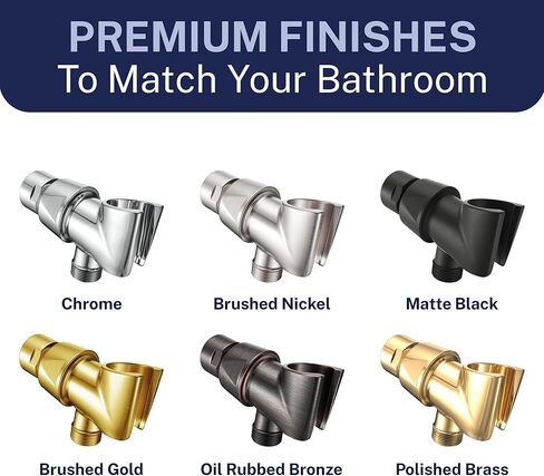 حامل رأس دش محمول من المعدن الصلب من HammerHead Showers® - أسود غير لامع - حامل عصا دش قابل للتعديل مع دعامة خطاف حائطية عالمية وكرة محورية نحاسية - حامل رأس دش محمول باليد in Kuwait