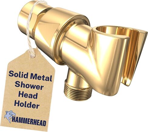 حامل رأس دش محمول من المعدن الصلب من HammerHead Showers® - أسود غير لامع - حامل عصا دش قابل للتعديل مع دعامة خطاف حائطية عالمية وكرة محورية نحاسية - حامل رأس دش محمول باليد in Kuwait