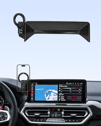حامل هاتف السيارة PZK لسيارات BMW X3 2018-2021/ BMW X4 2019-2021 ملحقات شاشة 10.25/10.3 بوصة مشبك ثابت متوافق مع حامل الهاتف Magsafe مع صندوق تخزين النظارات الشمسية دوران 360 درجة لا يؤثر على فتحة التهوية in Kuwait