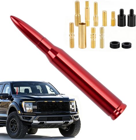 هوائي راديو 50 كال رصاصة كروم لسيارة Ford F150 F250 F350، دودج رام 1500، تشيفي سيلفرادو وجي إم سي سييرا هوائي راديو بديل قابل للسحب للشاحنة in Kuwait