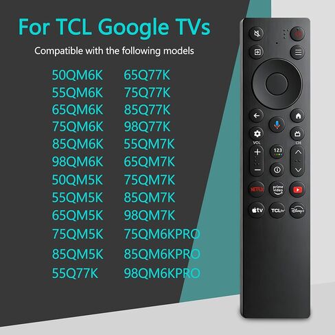 RC923A FMB1 استبدال جهاز التحكم عن بعد الصوتي متوافق مع نماذج التلفزيون الذكية TCL 2025 4K OLED 50QM6K 55QM6K 55QM7K 65QM6K 65QM7K 75QM6K 75QM7K 85QM6K 85QM7K 98QM6K 98QM7K in Kuwait