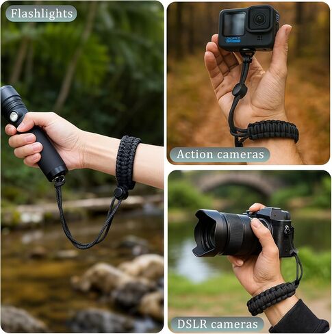 حزام معصم للكاميرا قابل للتعديل - حبل معصم يدوي من النايلون مع برغي 1/4 بوصة لكاميرات GoPro وInsta360 وDSLR والهواتف الذكية وعصي السيلفي in Kuwait