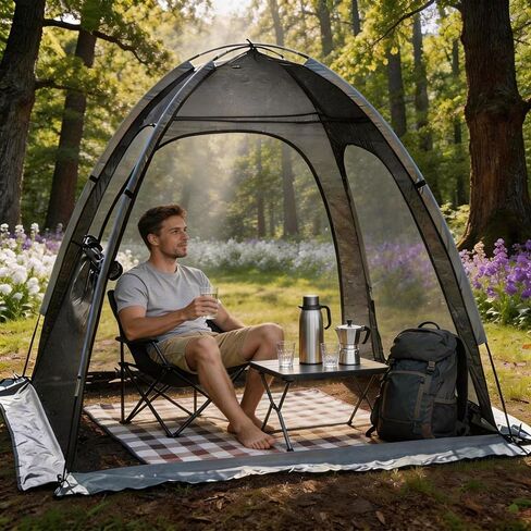 Screen House Mesh Tent, 1-2 Person Patio Backyard Tent, Full Ventilation, 5-Min Easy Setup, Lightweight Compact Storage, Outdoor Patio House for Spring Summer Camping & Garden in Saudi Arabia
