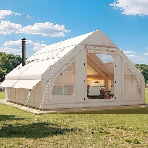 DWVO 13FT X 10FT Inflatable Camping Tents, 6-8 People Inflatable House Tents with Pump, Easy Setup with Explosion Proof Valve, Waterproof Oxford Air Glamping for Camping in Saudi Arabia