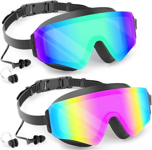 COOLOO 2 Pack Kids Goggles, Frameless Wide View Kids Swim Goggles, Anti-fog & Anti-UV Goggles for Girl Boys Youth 4-16 in Saudi Arabia