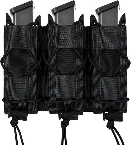 Triple 9MM Mag Pouch,Molle Pistol Triple Magazine Holster,3 Magazine Holder 9mm Universal,Open-Top Handgun Ammo Holder for 9mm/.40 Calibers 45acp Glock Compatible MOLLE Belts in Saudi Arabia