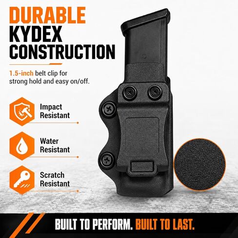 2 Pack Universal Mag Carrier IWB/OWB Magazine Holster Fits:17,19,19X,22,23,25,26,27,31,32,33,34,35,37,38,39,45,Double/Single Stack,for Right & Left Hand Ambidextrous Concealed Carry in Saudi Arabia