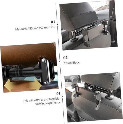 OSALADI Car Headrest Holder Swivel Phone Tablet Mount Black No Comfortable Viewing Angle in Saudi Arabia