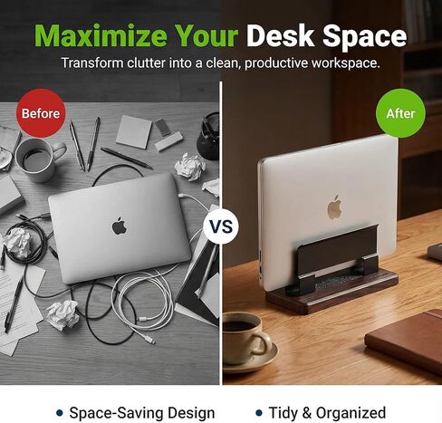 Vertical Laptop Stand for Desk - Adjustable Laptop Holder for MacBook & Most Laptops in Saudi Arabia