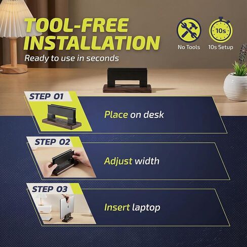 Vertical Laptop Stand for Desk - Adjustable Laptop Holder for MacBook & Most Laptops in Saudi Arabia