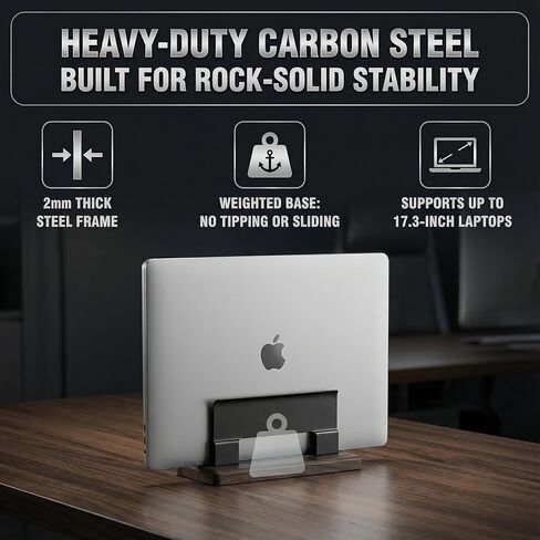 Vertical Laptop Stand for Desk - Adjustable Laptop Holder for MacBook & Most Laptops in Saudi Arabia