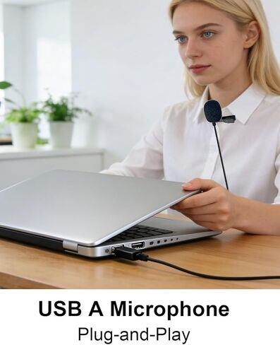 USB Lavalier Microphone for Computer, Omnidirectional Condenser USB-A Computer Microphone for Laptop, PC and Mac, Perfect Podcasting, Gaming, Streaming and Desktop Mic, 2M Cable in Saudi Arabia