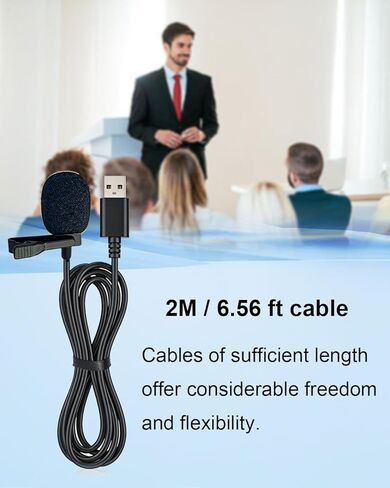 USB Lavalier Microphone for Computer, Omnidirectional Condenser USB-A Computer Microphone for Laptop, PC and Mac, Perfect Podcasting, Gaming, Streaming and Desktop Mic, 2M Cable in Saudi Arabia