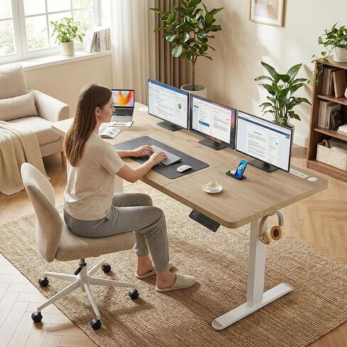 مكتب الوقوف الكهربائي مع عجلات ، 63 '× 24' 'مكتب قابل للتعديل مع محطة الشحن ، 2 منافذ USB ، 3 منافذ الطاقة ، 4 caster ، 27'-46 '' RANDTIN in Kuwait