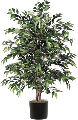Vickerman Everyday 4' Artificial IFR Green Smilax Bush in a Rattan Basket - Lifelike Home Office Decor - Faux Indoor Potted Bush - Inherently Fire Retardant in Saudi Arabia