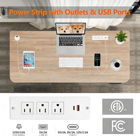 مكتب الوقوف الكهربائي مع عجلات ، 63 '× 24' 'مكتب قابل للتعديل مع محطة الشحن ، 2 منافذ USB ، 3 منافذ الطاقة ، 4 caster ، 27'-46 '' RANDTIN in Kuwait