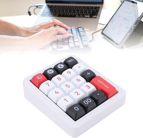 Tangxi Wired Mechanical Number Pad, 19 Keys Hot Swappable Numpad with RGB LED Backlit, Linear Red Switch, One Hand Programmable Macro Numeric Keypad for Laptop PC (White) in Saudi Arabia