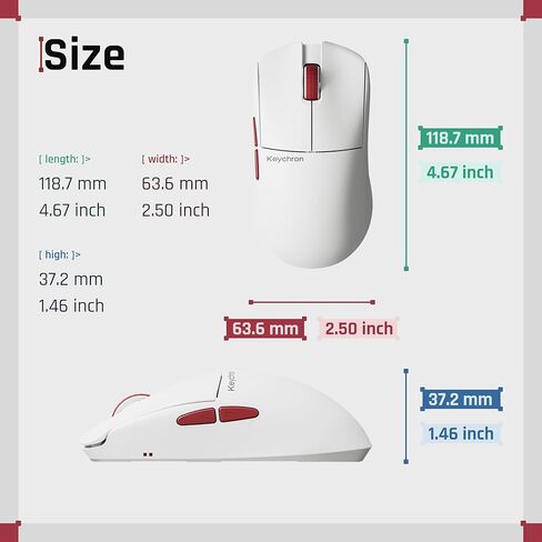 Keychron G4 8K Wireless Mouse Ultra Lightweight, 30K DPI PixArt 3950 Optical Sensor, 2.4G/Bluetooth Up to 130 Hours Battery Life, Ergonomic Design with Customizable Buttons for PC/Mac/Windows - White in Saudi Arabia