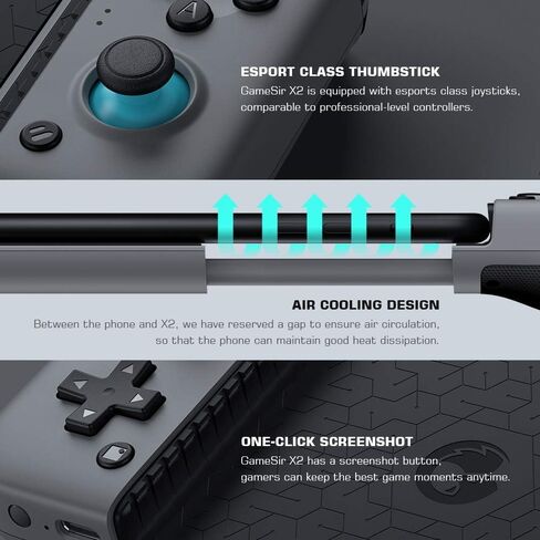 وحدة تحكم الألعاب المحمولة GameSir X2 Bluetooth، وحدة تحكم الهاتف لأجهزة Android وiOS، قبضة وحدة تحكم الألعاب المحمولة اللاسلكية (متجددة) in Saudi Arabia