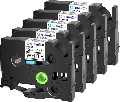 USUPERINK 5PK متوافق مع Brother P-Touch TZe-R231 TZ-R231 12 مم 0.47 بوصة أسود على أشرطة شريط ساتان بيضاء مزخرفة ملصق قماشي لصانع الملصقات Ptouch PT-H500LI PT-P700 PT-P750W PT-P750WVP in Saudi Arabia
