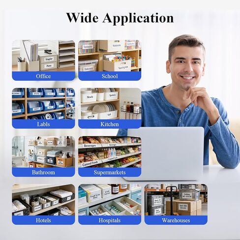 JOJOME 5 عبوات 91331 شريط لاصق بلاستيكي أبيض بديل لعبوات Dymo Letratag 12 مم × 4 م 1/2 بوصة × 13 قدم يعمل مع صانعي الملصقات DYMO LetraTag LT-100H LT-100T QX50 200B in Kuwait