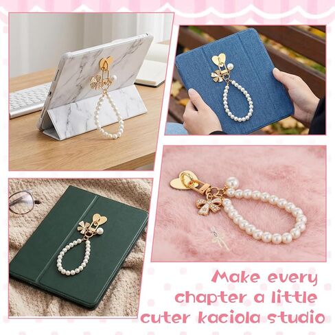 Charm Chains Set Cute Phone Charm Chains Bracelets Accessories Aesthetic Phones Bracelets with Type-C Butterfly Bow Dust Plug for Reader Book Lovers E-Reader Phone Bag Decor Camera in Kuwait