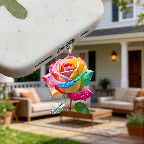 Rainbow Rose Drops Dust Plug Acrylic Charms for electronic products,Type-C Charging Port Dust Plugs Pendant Compatible with E-Reader Phone Tablet, Gift for Christmas, Birthday, Anniversary Day in Saudi Arabia