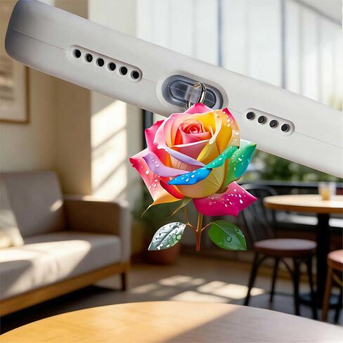 Rainbow Rose Drops Dust Plug Acrylic Charms for electronic products,Type-C Charging Port Dust Plugs Pendant Compatible with E-Reader Phone Tablet, Gift for Christmas, Birthday, Anniversary Day in Saudi Arabia