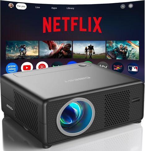 CiBest Mini Projector with WiFi and Bluetooth, Compatible with Netflix/YouTube/PrimeVideo, Electric Focus & Keystone, Short Throw Full HD 1080P Video Projector, Portable Outdoor/Indoor Use in Saudi Arabia