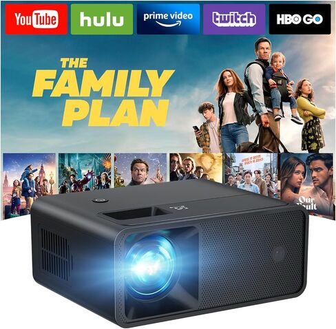 جهاز عرض CiBest Mini مع WiFi وBluetooth، متوافق مع Netflix/YouTube/PrimeVideo، التركيز الكهربائي وحجر المفاتيح، جهاز عرض فيديو عالي الدقة 1080P قصير المدى، محمول للاستخدام الخارجي/الداخلي in Kuwait