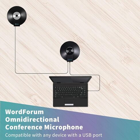 طقم ميكروفون WordForum USB مزود بخمسة (5) ميكروفونات بنطاق 360 درجة للمؤتمرات: واحد (1) مزود بمنفذ USB، وأربعة (4) مقاس 3.5 مم مجهز لسلسلة ديزي in Kuwait