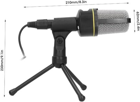 3.5mm Condenser Microphone with Volume Control Omnidirectional Recording Mic with Desktop Tripod for Podcasting & Gaming in Saudi Arabia