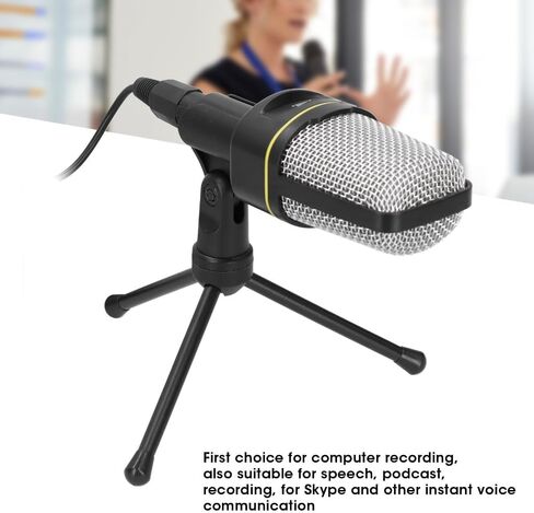 3.5mm Condenser Microphone with Volume Control Omnidirectional Recording Mic with Desktop Tripod for Podcasting & Gaming in Saudi Arabia