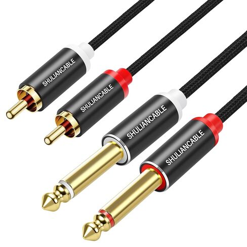 SHULIANCABLE 1/4 to RCA Cable, 2X6.35mm TS to Dual RCA Stereo Audio Interconnect Cord for AV Receivers, Speakers, Home Audio Systems, Amplifiers (3.3Ft/1Meter) in Saudi Arabia