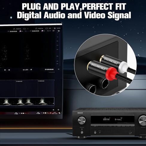 SHULIANCABLE 1/4 to RCA Cable, 2X6.35mm TS to Dual RCA Stereo Audio Interconnect Cord for AV Receivers, Speakers, Home Audio Systems, Amplifiers (3.3Ft/1Meter) in Saudi Arabia