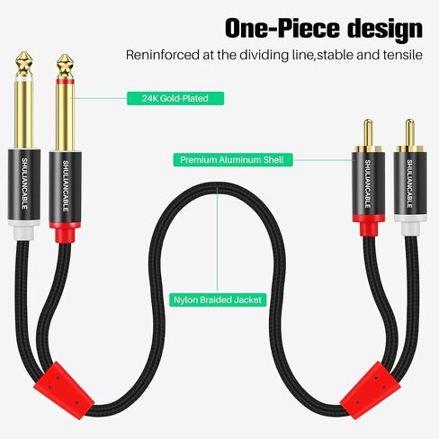 SHULIANCABLE 1/4 to RCA Cable, 2X6.35mm TS to Dual RCA Stereo Audio Interconnect Cord for AV Receivers, Speakers, Home Audio Systems, Amplifiers (3.3Ft/1Meter) in Saudi Arabia