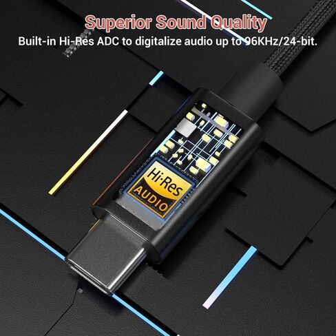 كابل التقاط الصوت Cubilux RCA إلى USB C، مدخل RCA إلى خط C من النوع C عالي الدقة 96 كيلو هرتز/24 بت سلك تسجيل تناظري إلى رقمي لأشرطة الكاسيت والخلاطات ومشغلات الأقراص المضغوطة، 5 أقدام (ليس للتشغيل) in Saudi Arabia