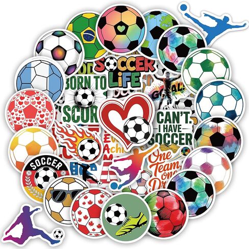 100 Pcs Soccer Stickers for Kids Teens Adults, Waterproof Stickers for Water Bottle Laptop, Cool Soccer Party Favors and Gifts, Goodie Bag Stuffers for Boys Girls in Saudi Arabia