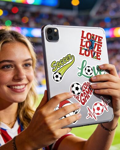 100 Pcs Soccer Stickers for Kids Teens Adults, Waterproof Stickers for Water Bottle Laptop, Cool Soccer Party Favors and Gifts, Goodie Bag Stuffers for Boys Girls in Saudi Arabia