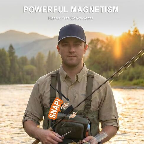 Magnetic Fly Fishing Rod Holder, Hands-Free Quick Dock Rod Keeper, Aluminum Body Corrosion‑Resistant, Strong Magnet Chest-Mount Rod Rest for Lure Change, Tying Knots & Landing Fish Black in Saudi Arabia