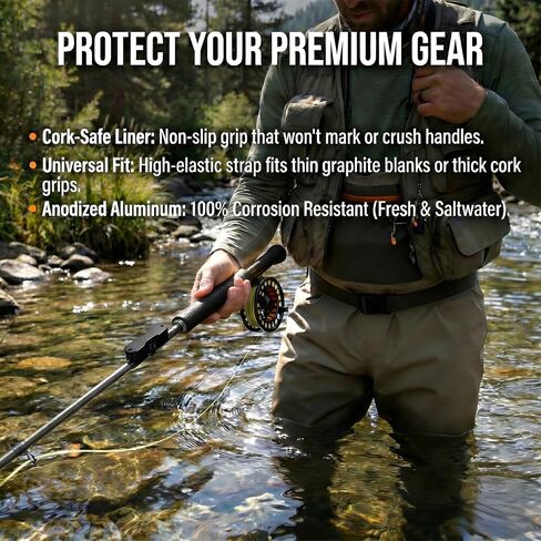 Magnetic Fly Fishing Rod Holder, Hands-Free Quick Dock Rod Keeper, Aluminum Body Corrosion‑Resistant, Strong Magnet Chest-Mount Rod Rest for Lure Change, Tying Knots & Landing Fish Black in Saudi Arabia