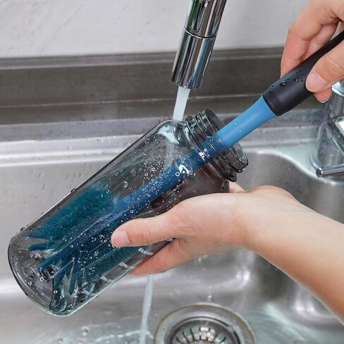 2-in-1 Bottle Cleaning Brush and Hidden Straw Brush, Long Handle Water Bottle Brush Cleaner with Replaceable Head for Sports Bottles, Baby Bottles, Mugs, Straws, Smokey Blue in Saudi Arabia