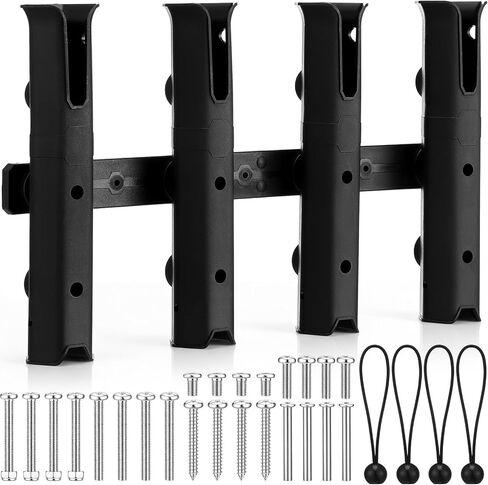 Adjustable Fishing Rod Holders for Bike 4 Tube Wall Mounted Fishing Rod Holders for Boat, Golf Cart, Garage, Kayak, Crate, Wagon & Rv, with Mounting Screws and Elastic Cords in Kuwait