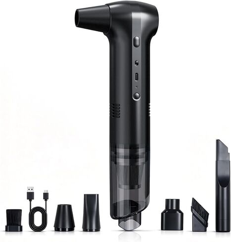 Electric Air Duster & Vacuum 2-in-1, Dual Brushless Motor 130000RPM Compressed Air Duster, 16000PA Handheld Vacuum, 3 Speed Mini Blower, Fast Charging 6000mAh Rechargeable, Keyboard Car Cleaning Kit in Saudi Arabia