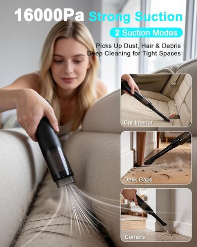 Electric Air Duster & Vacuum 2-in-1, Dual Brushless Motor 130000RPM Compressed Air Duster, 16000PA Handheld Vacuum, 3 Speed Mini Blower, Fast Charging 6000mAh Rechargeable, Keyboard Car Cleaning Kit in Saudi Arabia