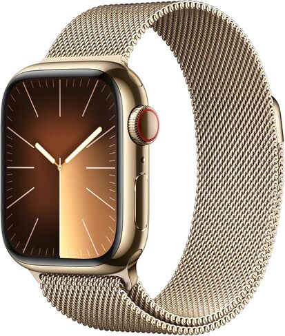 Apple Watch Series 9 (GPS + Cellular, 41mm) - Gold Stainless Steel Case with Gold Milanese Loop, One Size (Renewed) in Saudi Arabia